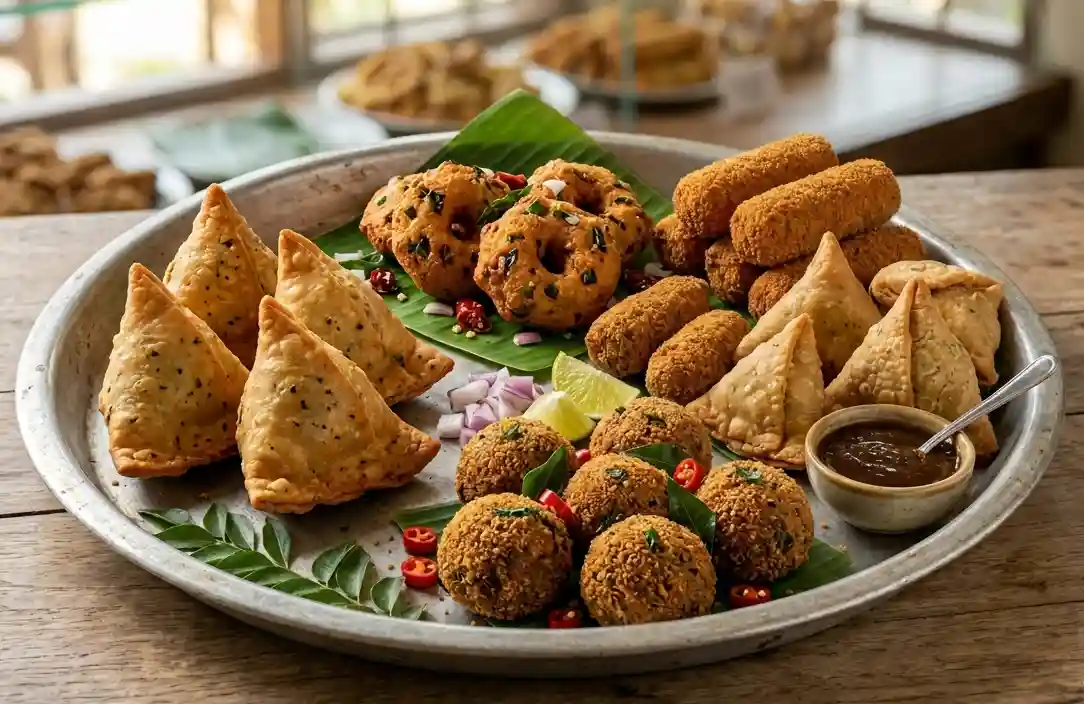 Crispy short eats and snacks at Kaldeen Restaurant in Kalmunai Sri Lanka