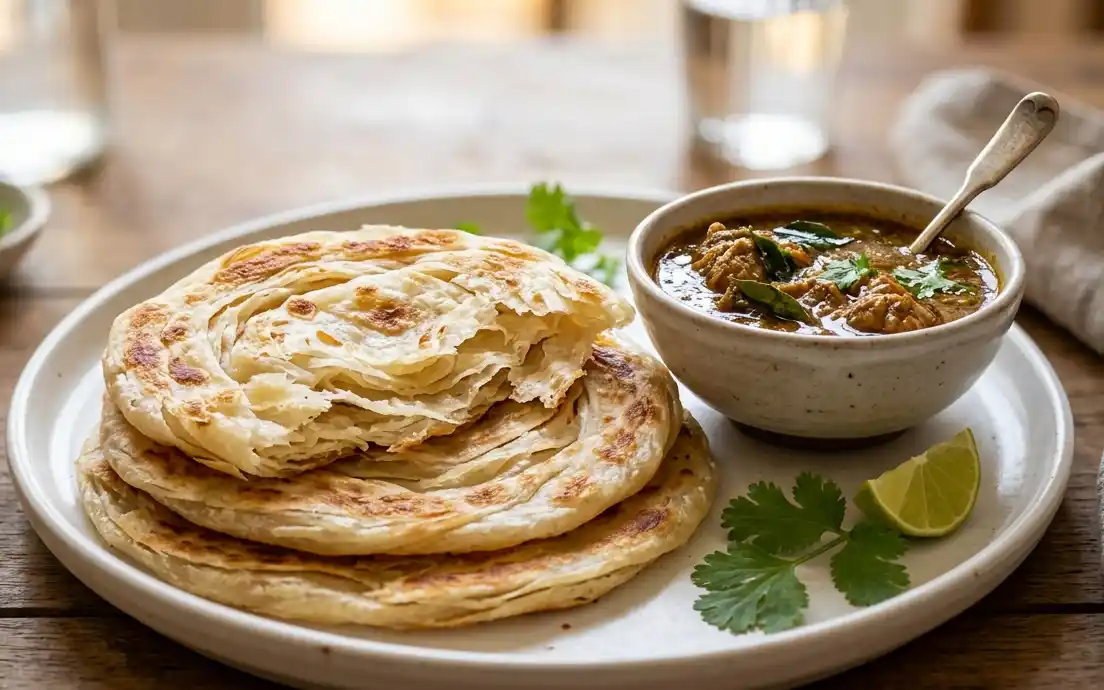 Parotta served at Kaldeen Restaurant